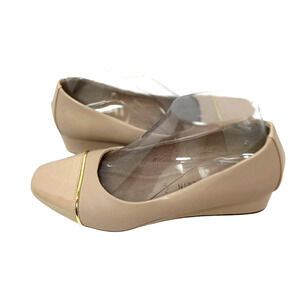 Anne Klein Wedge Shoe Womens 8 M Nude Tan iFlex Mildred Flats Classic